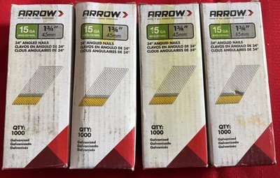 1-3/4'' Angled Nails 15 Gauge  Lot of 4000 ( 4 of 1000 ) Arrow Brand P/N 15G45