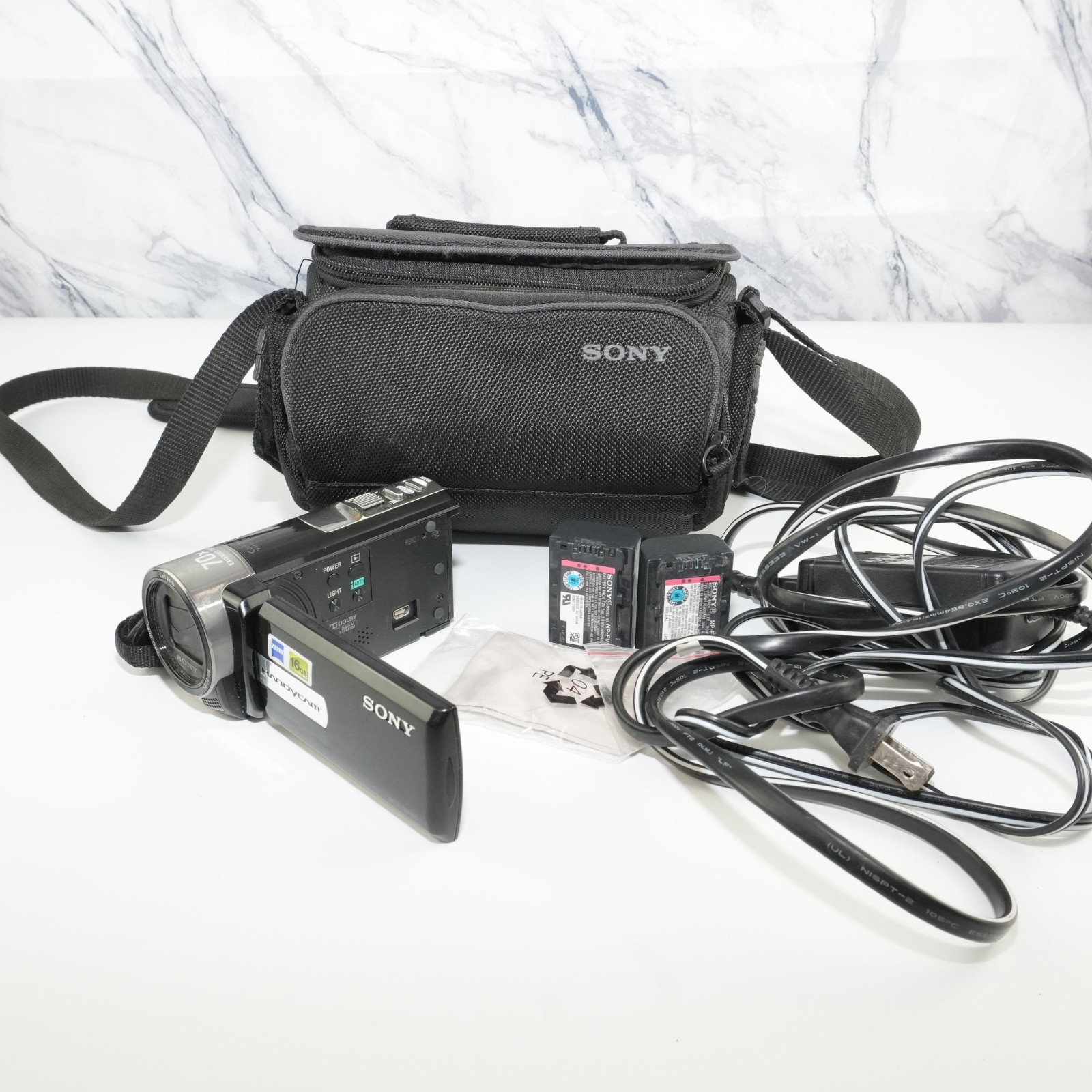 Sony Handycam DCR-SX85 Camcorder Black Bundle with 2 Batteries Case Screen Issue-image