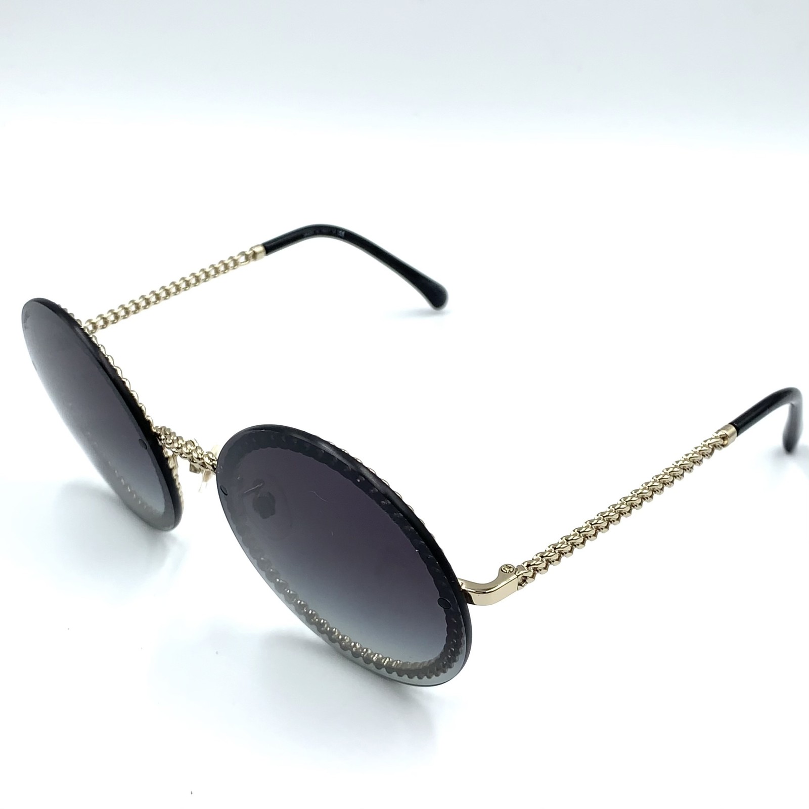 CHANEL CHAIN DESIGN round sunglasses black Plastic Metal image 2