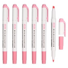 6Pack Broad and Round Tips Highlighter, Light Pink