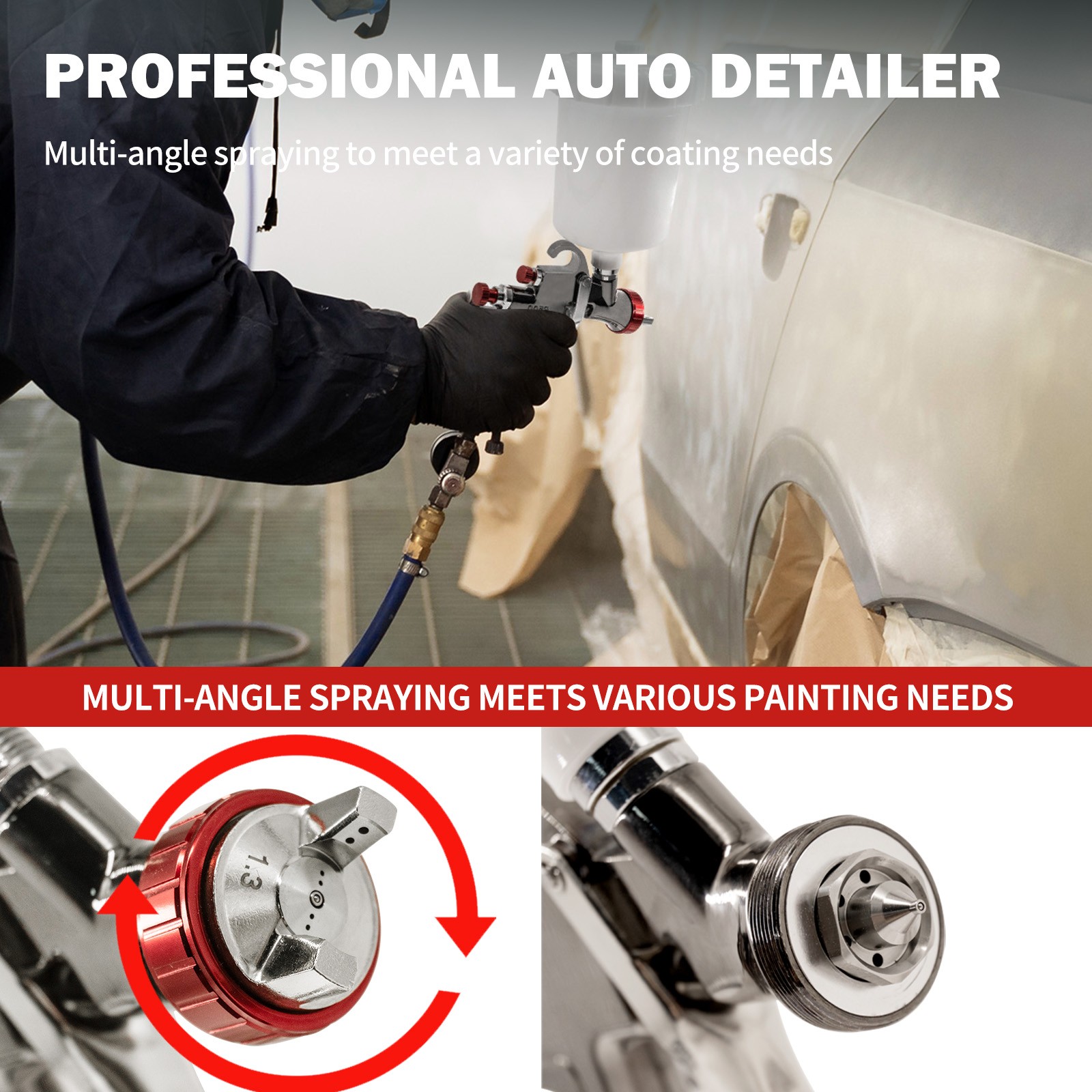 LVLP Air Spray Gun with 1.3mm Nozzle,for Primer Cars & House DIY Painting Gun