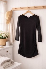 Maternity Bargain Black Spotty Mesh Panel/ Arms Stylish Top Red Herring Size 8