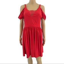 ASOS US 10 NWT Red Lace Back Cold Shoulder Mini A Line Skater Dress