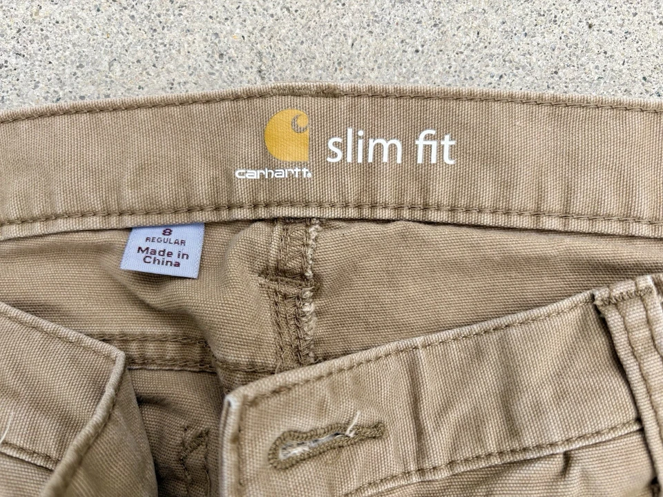 Carhartt slim fit regular fit canvas carpenter pants women's 8 tan - Image 3 of 4