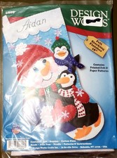 Design Works Felt Stocking Snowman Penguin Pal Kit 18" New 6809
