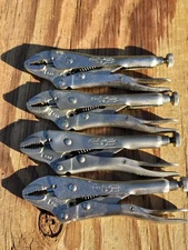Lot of (4) Vintage Petersen DeWitt Vise Grip 5WR Locking Pliers USA (B)
