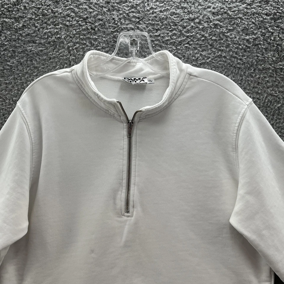Pam Gela Sweatshirt Womens Large White Crop Quarter Zip Pullover Casual Top - Image 2 of 4