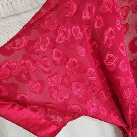Sexy  Red Robe/Kimono Jacquard Heart Design Morgan Taylor Intimates Size PS