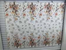 Vintage Floral Botanical Design 60's 70's Flower Tablecloth Topper Mid Century