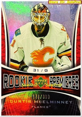 UD TRILOGY 2007 CURTIS McELHINNEY NHL RC CALGARY FLAMES #131 MINT ROOKIE /999