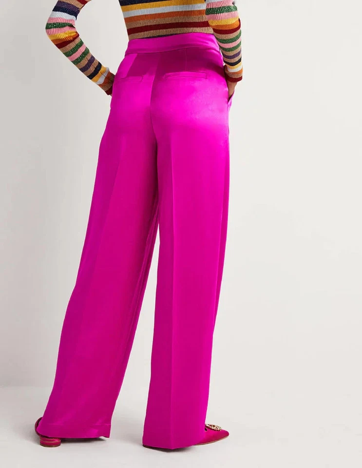 BNWT Boden Wide Leg Satin Trousers Sz 16 R Fuchsia - Image 2 of 4