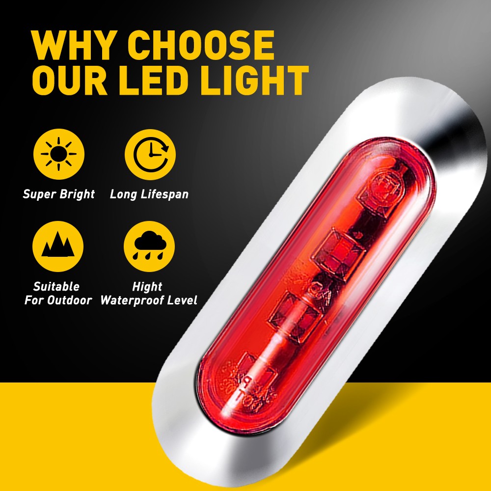 20x Amber Red 4 LED Side Marker Clearance Lights Waterproof for Trailer Truck RV