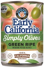 Early California Simply Olives Green Ripe Pitted Olives, Pack of 12, 6 oz Cans