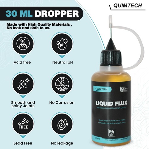 Liquid Solder Flux Dropper: 30ml/1oz, RMA, No Clean,Rosin,Lead Free,Electronics. - Picture 6 of 12