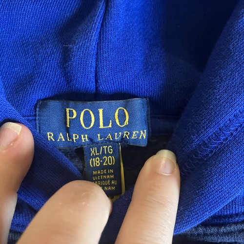 Boys Polo Ralph Lauren Size XLarge (18-20) Hooded Sweatshirt Color Block Navy - Picture 4 of 5