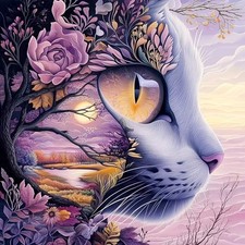 Mosaflare 5D Diamond Painting Kits for Adults, Cherry Blossoms Cat KM520-1 