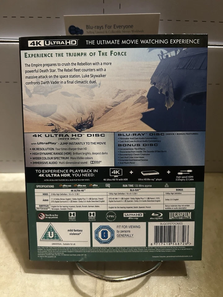 Star Wars Episode VI Return of the Jedi 4K + Slip Cover UHD Blu-ray (UK)[1983] - Image 4 of 4