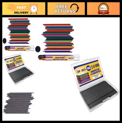 Assorted 36 Colored 2.0mm Pencils & 108 HB #2 Lead Refills, Pre-Sharpened, Break