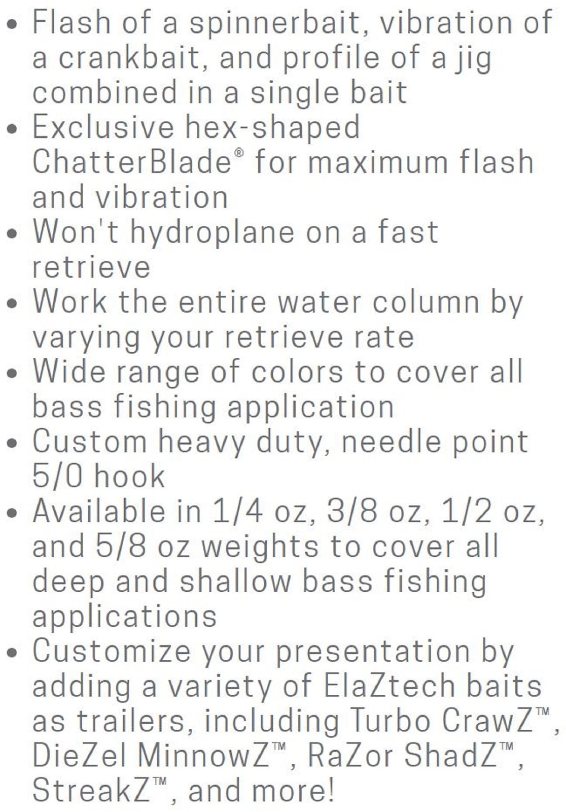 Zman Chatterbait 1/4 oz Sinking Lure Chart White Gold (0259) - Image 4