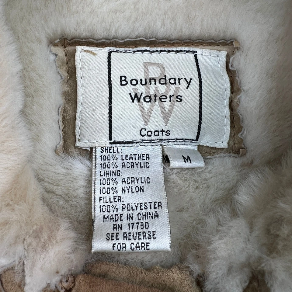 Abrigo De Colección Boundary Waters Gamuza Cuero Mujer M Tostado Piel de Oveja Boho Western Foto 4 de 4