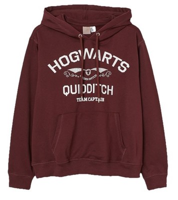 H&M Harry Potter Hogwarts Hoodie Burgund Langarm Übergröße Damen 3XL-4XL