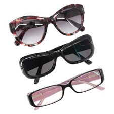 CHANEL COCO Mark Sunglasses plastic 3 Set Black CC Auth bs29544