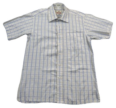 Montagut Paris France Button Up Short Sleeve Shirt Checked Pattern Size 15