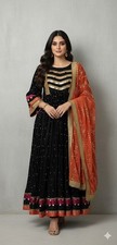 afghan dress for women , maxi style full length black afghani gown