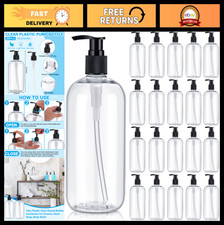 20 Pcs 16oz Clear Plastic Pump Bottles - Soap, Lotion Dispenser, Refillable