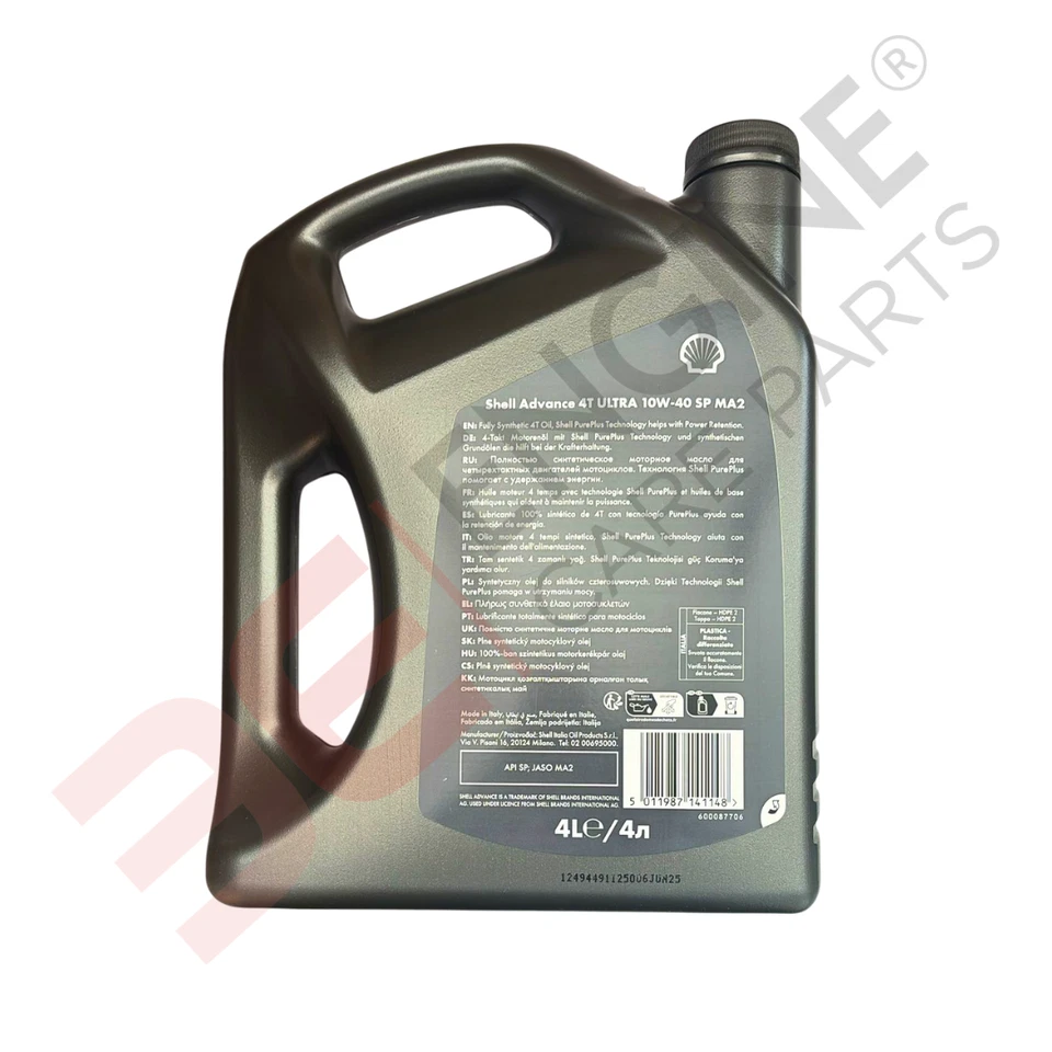 Shell Advance Ultra 10W-40 4T Moto Aceite Totalmente Sintético 4 Litro 4L - Imagen 2 de 4