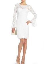 BGBG Maxazria Mini Dress Women’s Sz 4 Ivory Lace Corset Bell Sleeves Bridal Sexy
