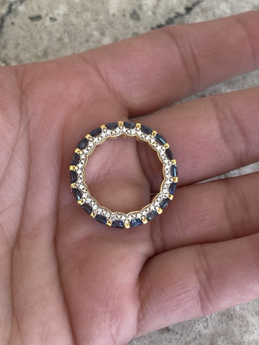 Rarities Carol Brodie Gold Vermeil Blue Topaz White Zircon Eternity Ring - Picture 14 of 14