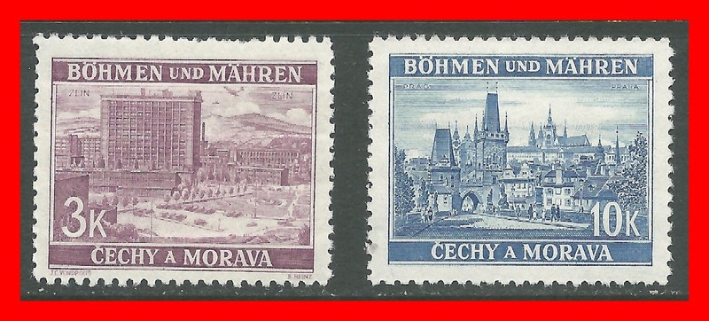 GERMANY 1939 Bohemia & Moravia (Zlin-Prag)  LOT OF 2  MNH