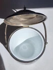 Vintage Silver Plate Ice Bucket with Lid & Handle Newport Gorham Milk Glass