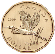 2009 Great Blue Heron Canada $1 Dollar #24848
