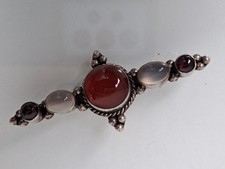 Molto Bella, Vecchia Spilla, 925 Argento Con Bellissime Pietre, Spilla Da Giacca