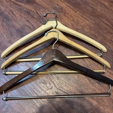 Vintage lot of wooden suit hangers w/ pant bar wishbone Wood