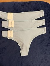 Calvin Klein Women  s Thong Underwear 3 Pair Light Blue Size Small