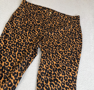 Time and Tru Pants Womens 3X Brown Black 24W-26W Leopard Plus Size Knit Pull On