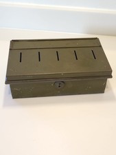 Vintage Metal Cash Saving Box Green Metal 5 slot collectable
