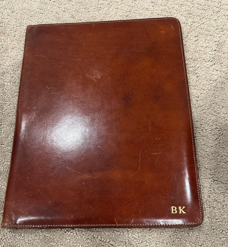 Bosca Italian Cognac Old Leather Portfolio ID Card Pockets Folder USA Made VTG