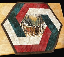 January Winter Sleigh Ride Quilted Table Topper