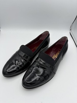 Bally Shoes Mens Size 9 Black Patent Leather Loafers Banner Made In Italy