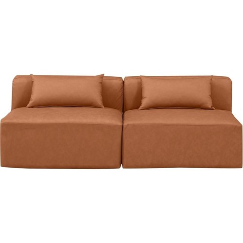 Meridian Furniture Cube Cognac Vegan Leather 2-Pc. Modular Sofa - Picture 4 of 8
