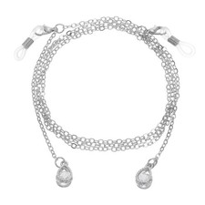 Beaded Glasses Chain Water Drop Eyeglass Chain Eyewear Retainer Silver