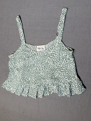 Sadie & Sage flowy tank  Top  Romantic Boho Blue White Sz Small