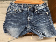 MISS ME Jean Shorts Girl's Size 12 YK5966M Blue Embellished Pockets
