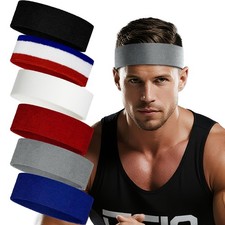 6 Pack Sweatbands for Women Men, Premium Cotton Terry Headbands Moisture Wic