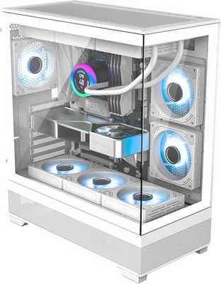 Power Train White ATX Mid Tower Case, 3 Pre-Installed RGB Fans