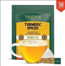 VAHDAM Organic Turmeric Tea with Spices 50 Pyramid Tea Bags Free Shipping